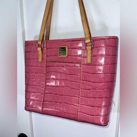 Dooney & Bourke Pink Croc-Embossed Tote Bag - Picture 3 of 12